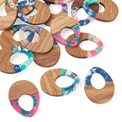 16Pcs 8 Colors Resin and Walnut Pendants FIND-TA0006-36C-1