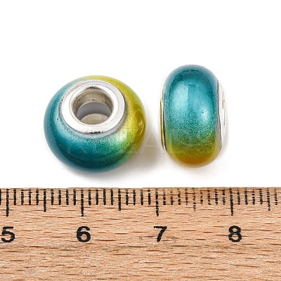 Two Tone Opaque Resin Rondelle European Beads RESI-Z046-02K-1