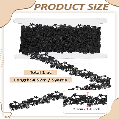 5 Yards Polyester Embroidery Flower Lace Trim OCOR-LP0004-51B-1