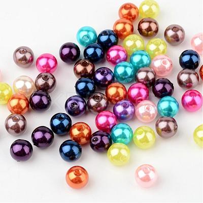 Mixed Color Imitation Pearl Acrylic Mardi Gras Round Beads X-PACR-8D-M-1