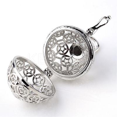 Rack Plating Brass Cage Pendants KK-S751-039P-1