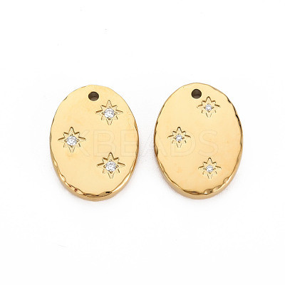 Ion Plating(IP) 304 Stainless Steel Micro Pave Clear Cubic Zirconia Pendants STAS-N097-114LG-NR-1