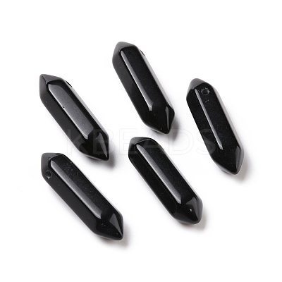 Natural Obsidian Double Terminal Pointed Pendants G-C007-02B-07-1