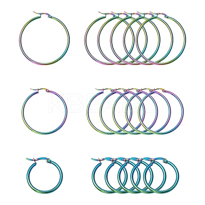 3 Pairs 3 Size 304 Stainless Steel Huggie Hoop Earrings EJEW-FS0001-03-1