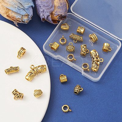 20Pcs 10 Style Tibetan Style Alloy Tube Bails FIND-YW0003-69-1