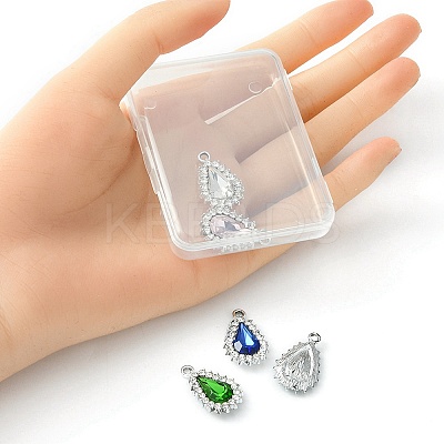 5Pcs 5 Colors Alloy Glass Pendants ALRI-YW0001-15-1