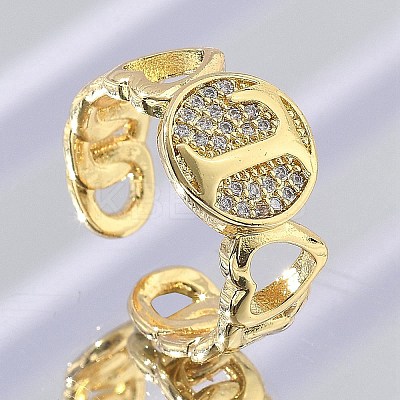 Brass Micro Pave Clear Cubic Zirconia Open Cuff Rings for Women RJEW-K289-02G-L-1