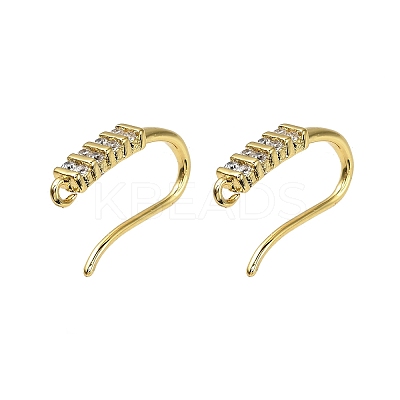 Brass Micro Pave Clear Cubic Zirconia Earring Hooks KK-B142-27G-1
