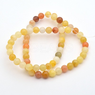 Natural Topaz Jade Round Beads Strands G-D663-6mm-1