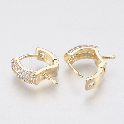 Brass Micro Pave Cubic Zirconia Ear Harp Hoop Earring Findings LS-ZIRC-Q019-004G-1