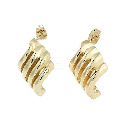 Twist Rhombus Brass Stud Earrings EJEW-Q811-24G-1