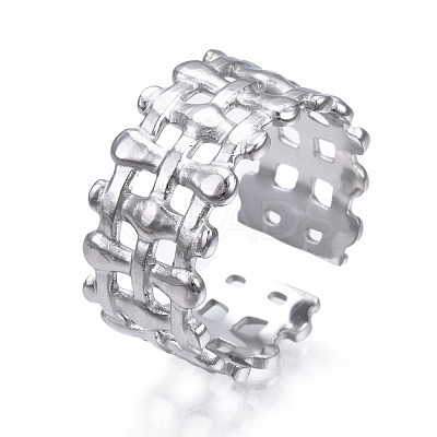Non-Tarnish 304 Stainless Steel Bar Wrap Open Cuff Ring RJEW-T023-01P-1