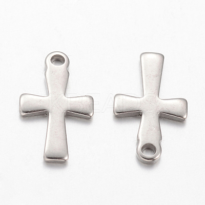 304 Stainless Steel Tiny Cross Charms STAS-YW0001-28P-1