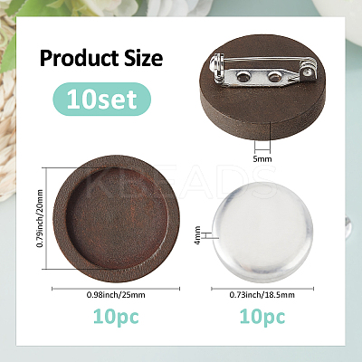 DIY Round Wood & Aluminum Brooch Making Kits DIY-FH0009-69A-1