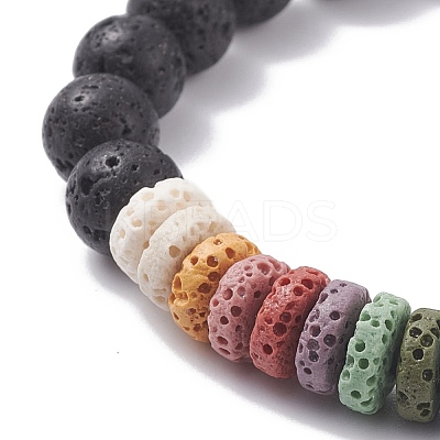 Natural Lava Rock Beaded Stretch Bracelet BJEW-TA00094-1