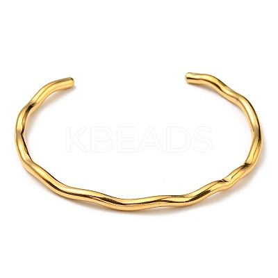 Ion Plating(IP) 304 Stainless Steel Cuff Bangles X-BJEW-H323-01G-1