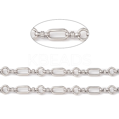 Tarnish Resistant 304 Stainless Steel Ring and Oval Link Chains X-CHS-E023-04P-1