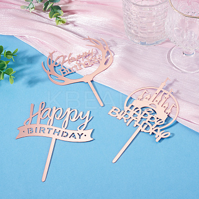 3Pcs 3 Styles Acrylic Cake Toppers FIND-TA0010-38A-1