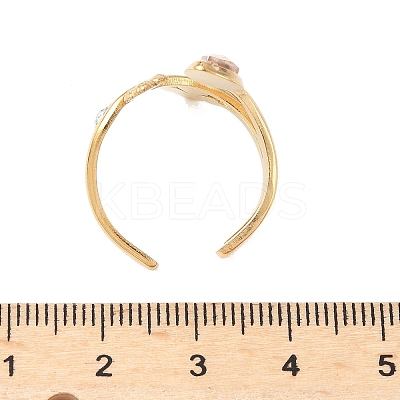 304 Stainless Steel Glass Rhinestone Cuff Rings LS-RJEW-S626-08G-1
