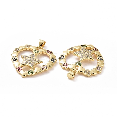 Brass Micro Pave Cubic Zirconia Pendants ZIRC-F134-02G-01-1