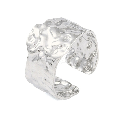 Non-Tarnish 304 Stainless Steel Textured Open Cuff Rings LS-RJEW-C095-08C-P-1