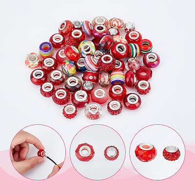 Acrylic & Resin & Polymer Clay Rhinestone European Beads FPDL-NB0001-05-1