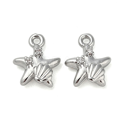 Brass Micro Pave Cubic Zirconia Pendants KK-U045-09P-1