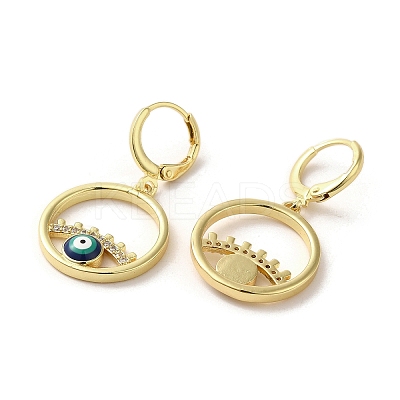 Evil Eye Real 18K Gold Plated Brass Dangle Leverback Earrings EJEW-Q797-09G-04-1