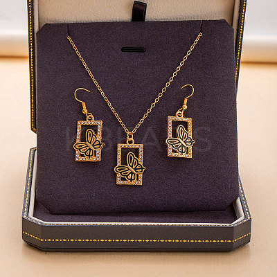 Alloy Rhinestone & Enamel Pendant Necklaces & Dangle Earrings Sets for Women FS-WGD52C4-04-1