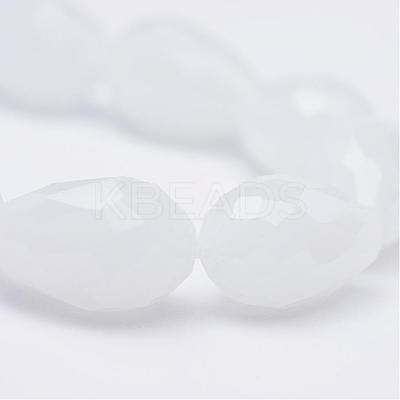 Teardrop Faceted Imitation Jade Glass Beads Strands GLAA-Q052-A05-1