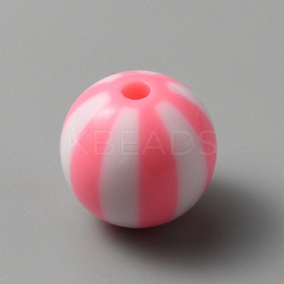 Opaque Acrylic Striped Beads SACR-WH0009-10B-1