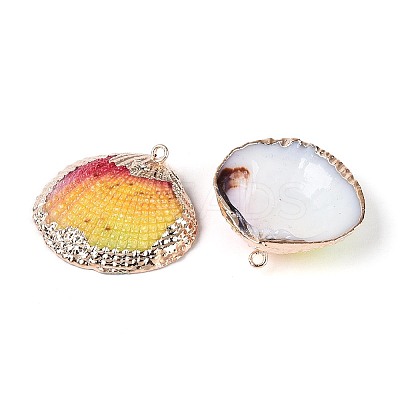 Spray Paint & Electroplate Natural Sea Shell Pendants SSHEL-N042-16C-1