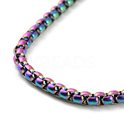Ion Plating(IP) 304 Stainless Steel Box Chain Necklace for Women NJEW-C011-02RC-1