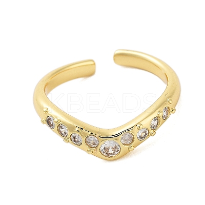Brass Pave Cubic Zirconia Cuff Rings RJEW-U012-02G-02-1