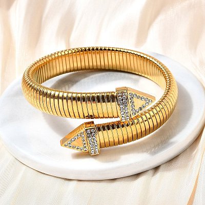304 Stainless Steel Stretch Bracelets for Women BJEW-A031-03G-1