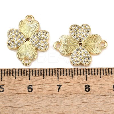 Brass Micro Pave Cubic Zirconia Connector Charms KK-L251-16G-1