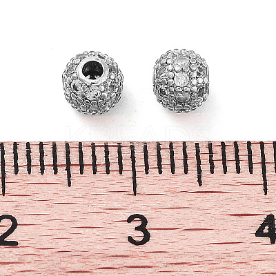 Round Brass Micro Pave Cubic Zirconia Beads ZIRC-N016-01P-4MM-1
