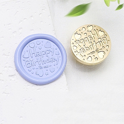 Golden Tone Wax Seal Brass Stamp Heads AJEW-U008-02G-24-1