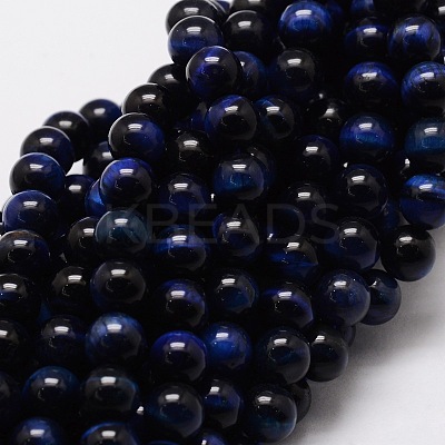 Natural Tiger Eye(Dyed & Heated) Round Beads Strands G-E329-10mm-40B-1