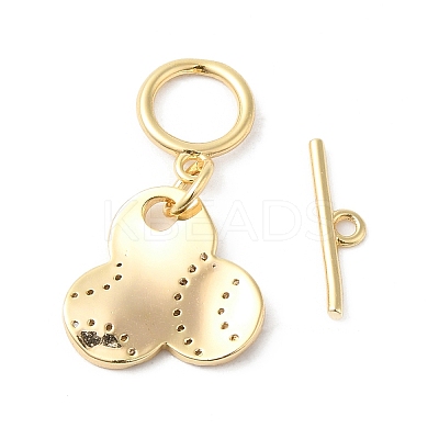 Brass Micro Pave Clear Cubic Zirconia Toggle Clasps KK-P234-90G-1