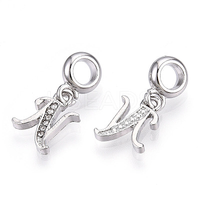 Platinum Rack Plating Alloy Rhinestone European Dangle Charms PALLOY-T048-36P-N-1