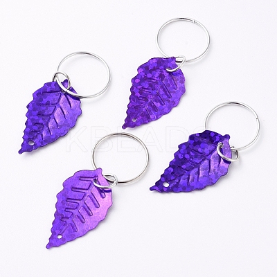 Plastic Paillette/Sequin Hair Braid Rings Pendants KEYC-TAC0001-03A-1