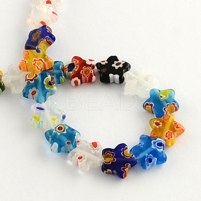 Flower Handmade Millefiori Glass Beads Strands X-LK-R004-33-1