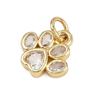 Brass Micro Pave Clear Cubic Zirconia Charms KK-D409-09G-1