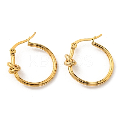 Iron Plating(IP) 304 Stainless Steel Knot Hoop Earrings EJEW-F319-06G-1