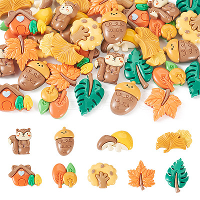 36Pcs 9 Styles Autumn Theme Opaque Resin Cabochons CRES-TA0001-38-1