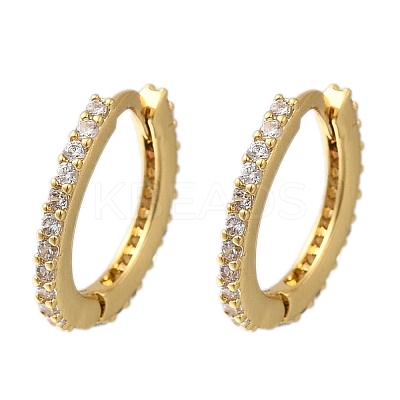 Rack Plating Brass Micro Pave Cubic Zirconia Hoop Earrings EJEW-H143-15G-1