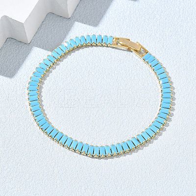 Synthetic Turquoise Tennis Bracelets KK-CBA964F-01G-05-1
