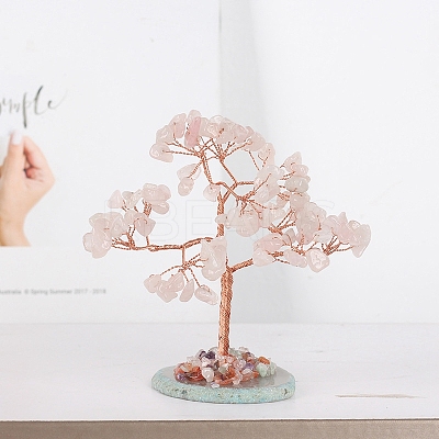 Natural Rose Quartz Tree of Life Feng Shui Ornaments TREE-PW0001-20B-1