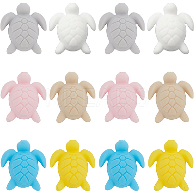 12Pcs 6 Colors Turtle Food Grade Eco-Friendly Silicone Focal Beads SIL-SC0001-88-1
